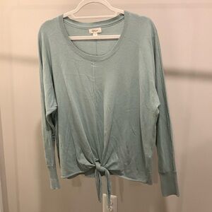 Ice Blue Tie Front Sweater Lightweight